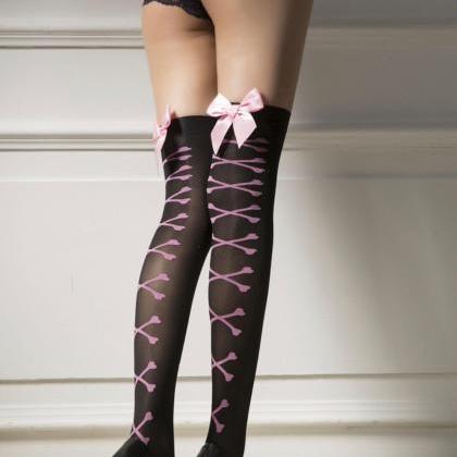 Pink Pattern Nylon Stockings For Women / Sexy..
